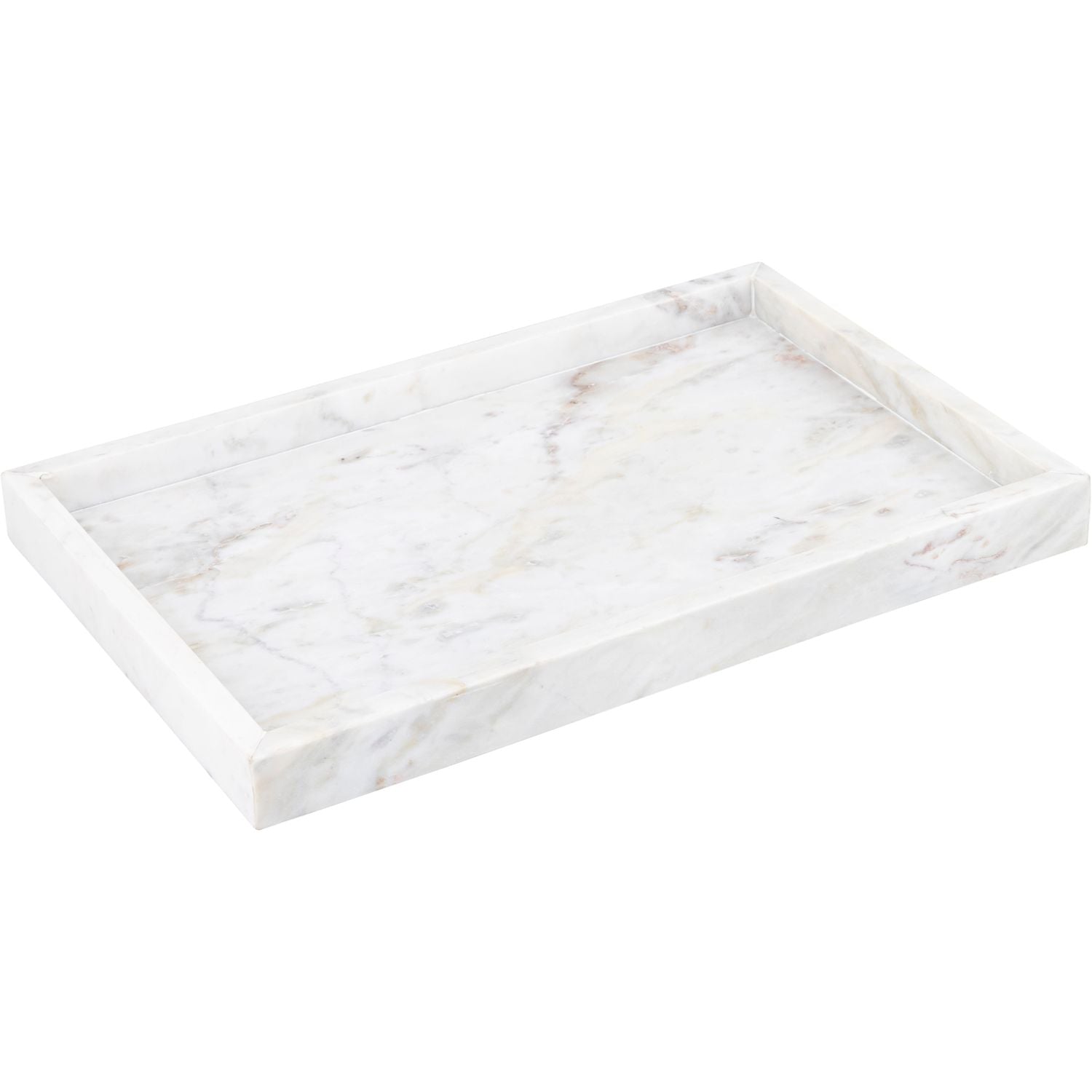 Barletta Rectangular Genuine Marble Tray — White