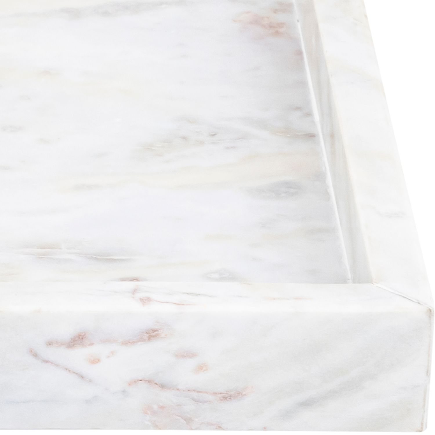 Barletta Rectangular Genuine Marble Tray — White