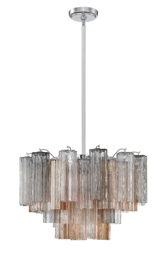 Addis 9 Light Chandelier-Crystorama Lighting Company-CRYSTO-ADD-308-CH-AU-ChandeliersPolished Chrome - Tronchi Glass Autumn-9-France and Son