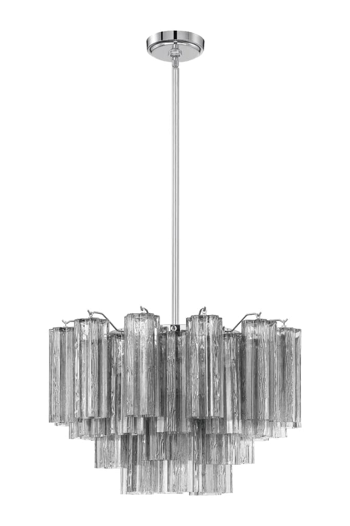 Addis 9 Light Chandelier-Crystorama Lighting Company-CRYSTO-ADD-308-CH-SM-ChandeliersPolished Chrome - Tronchi Glass Smoke-13-France and Son