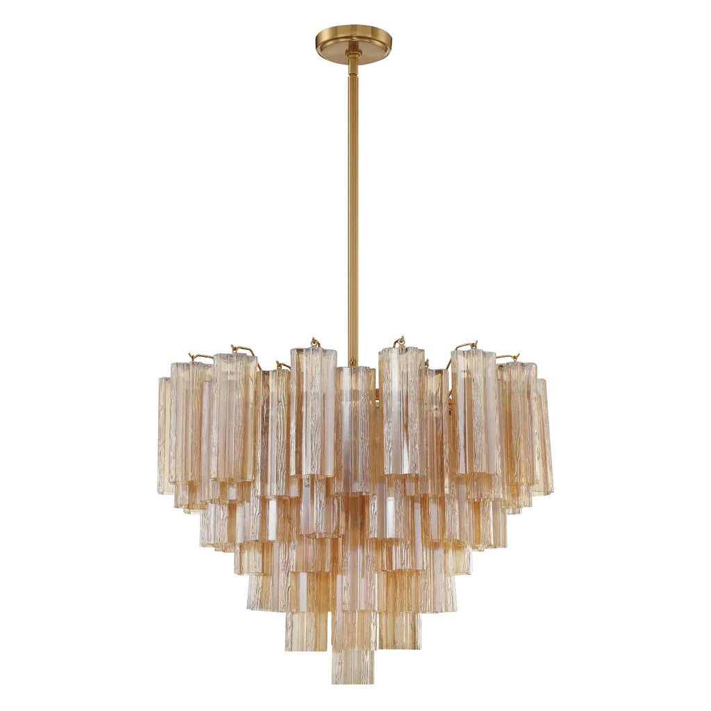 Addis 12 Light Chandelier-Crystorama Lighting Company-CRYSTO-ADD-312-AG-AM-ChandeliersAged Brass - Tronchi Glass Amber-1-France and Son
