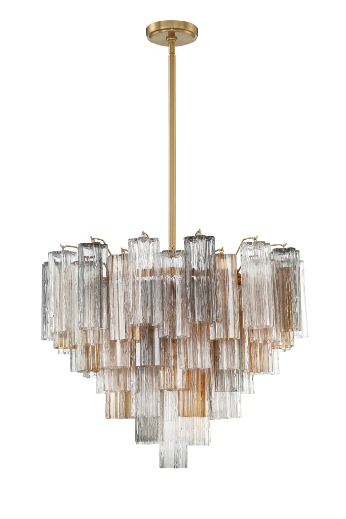 Addis 12 Light Chandelier-Crystorama Lighting Company-CRYSTO-ADD-312-AG-AU-ChandeliersAged Brass - Tronchi Glass Autumn-3-France and Son