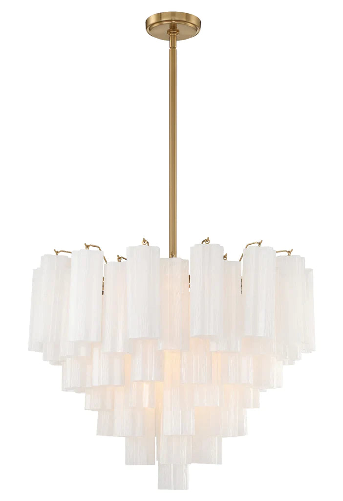 Addis 12 Light Chandelier-Crystorama Lighting Company-CRYSTO-ADD-312-AG-WH-ChandeliersAged Brass - Tronchi Glass White-7-France and Son