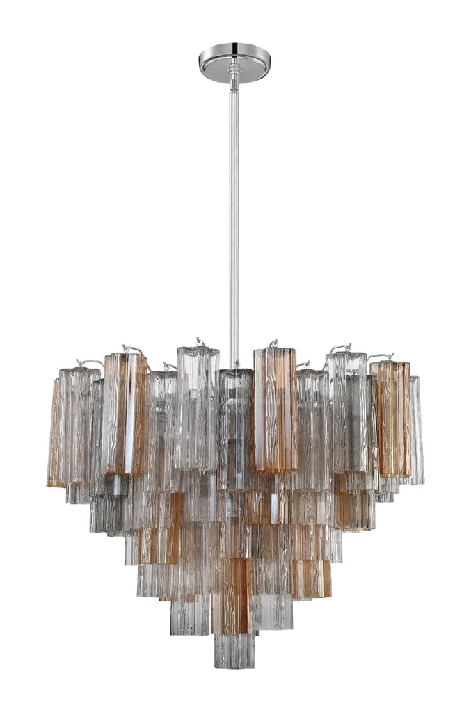 Addis 12 Light Chandelier-Crystorama Lighting Company-CRYSTO-ADD-312-CH-AU-ChandeliersPolished Chrome - Tronchi Glass Autumn-9-France and Son