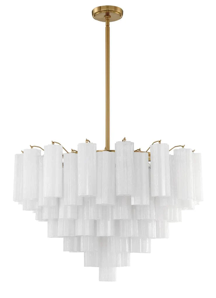 Addis 16 Light Chandelier-Crystorama Lighting Company-CRYSTO-ADD-316-AG-WH-ChandeliersAged Brass - Tronchi Glass White-7-France and Son