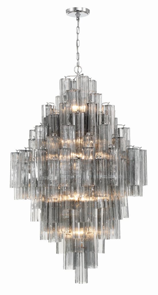 Addis 20 Light Chandelier-Crystorama Lighting Company-CRYSTO-ADD-319-CH-SM-ChandeliersTronchi Glass Smoke-Polished Chrome-22-France and Son