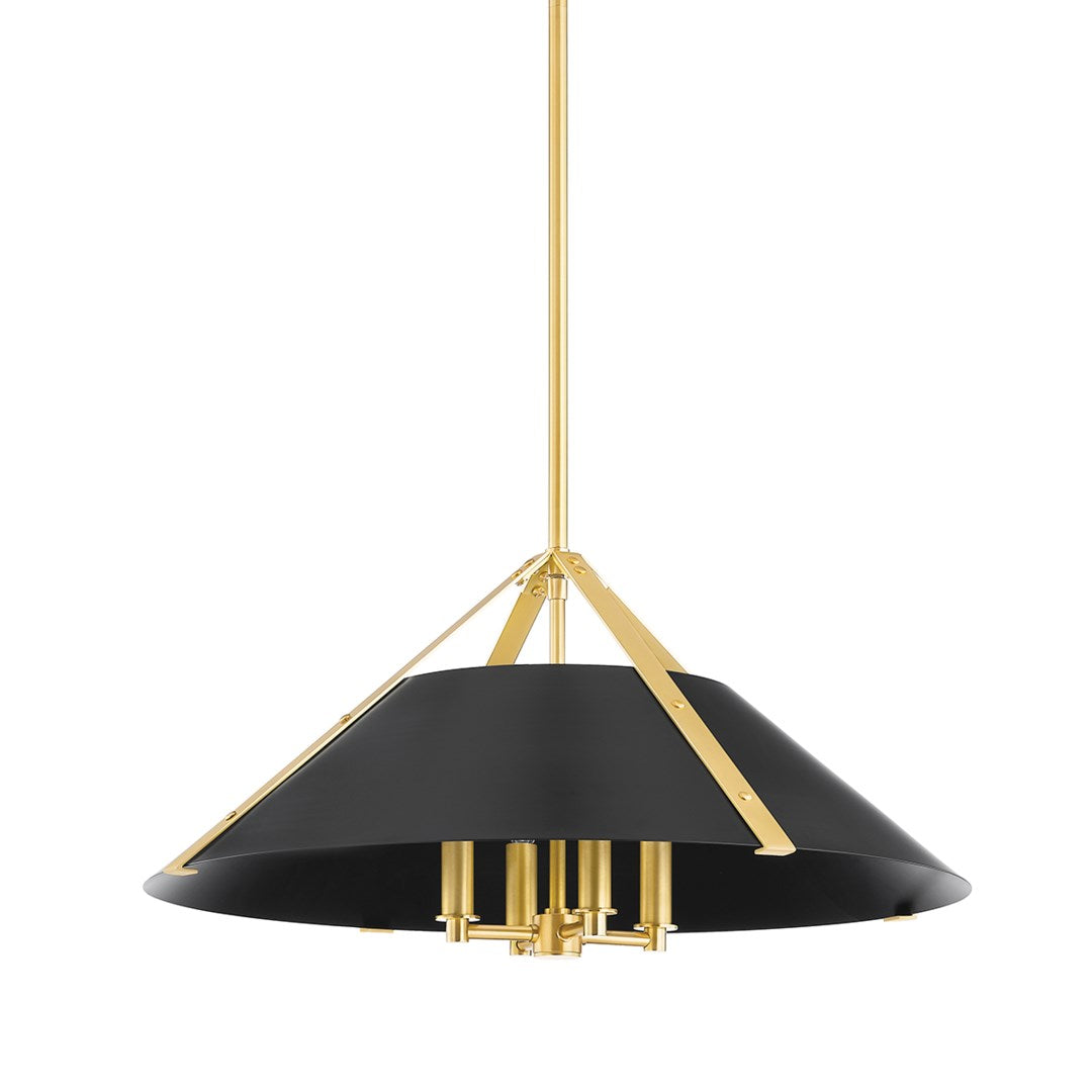 Raymond 4 Light Pendant-Hudson Valley-HVL-6726-AGB/SBK-PendantsAged Brass / Soft Black-1-France and Son