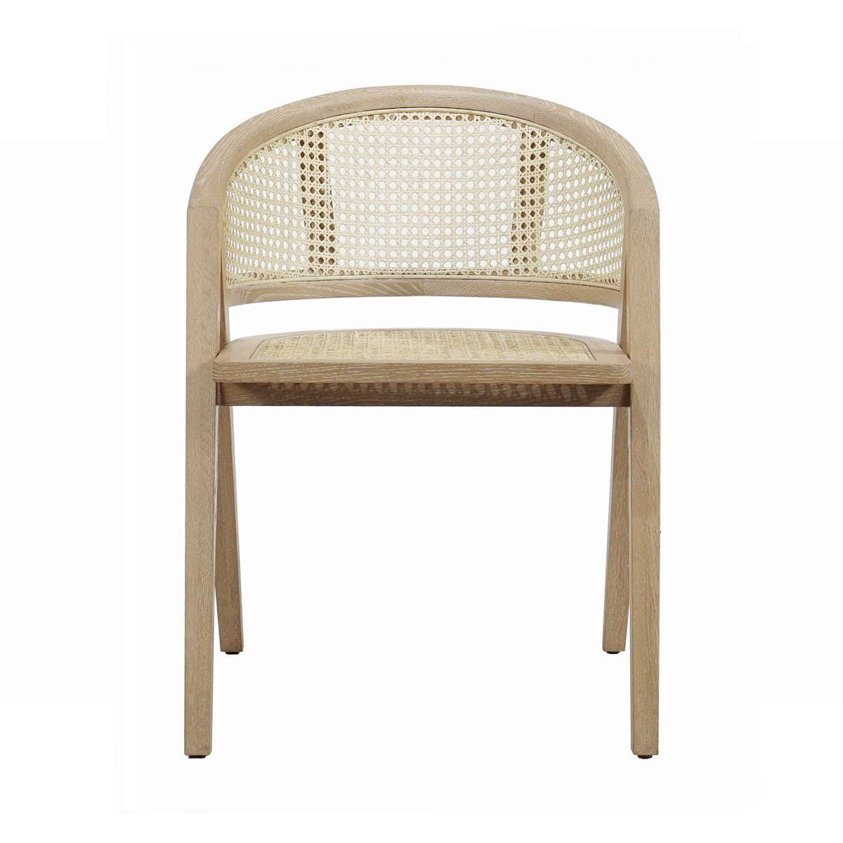 Aero - Cane Barrel Back Dining Chair In Cerused Oak