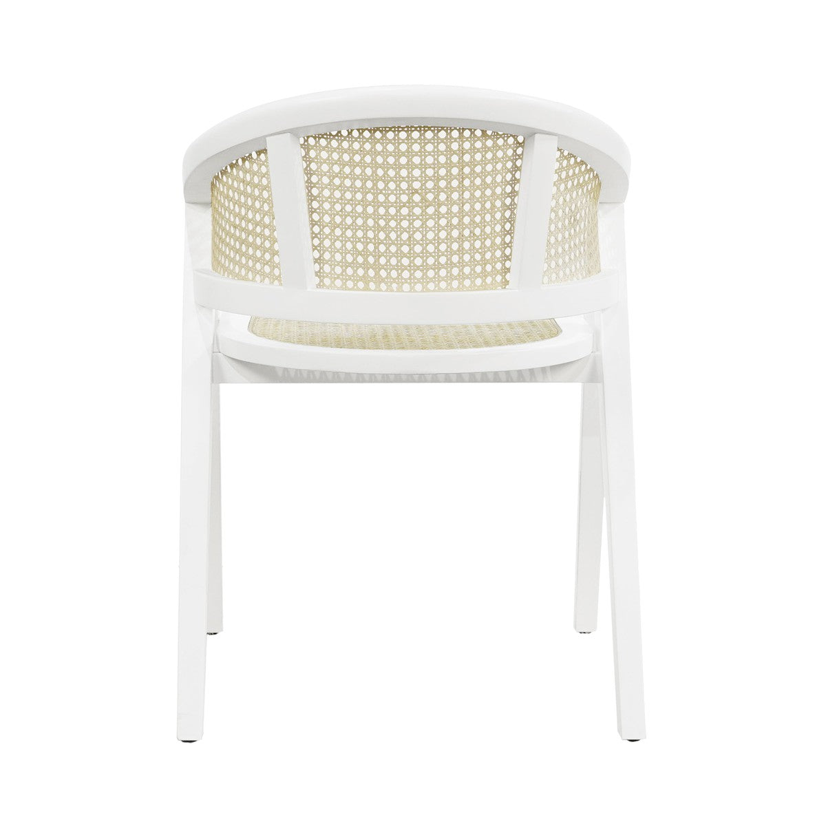 Aero - Cane Barrel Back Dining Chair In Matte White Lacquer