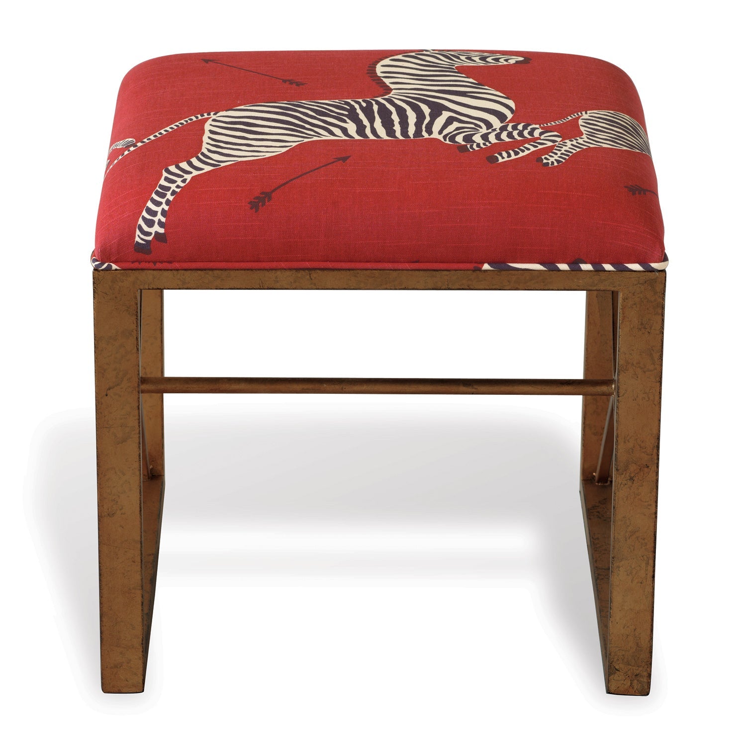 Medallion Single Bench-Port 68-PORT-AFBS-222-11-BenchesGold with Red Zebra Fabric-Right Facing-8-France and Son