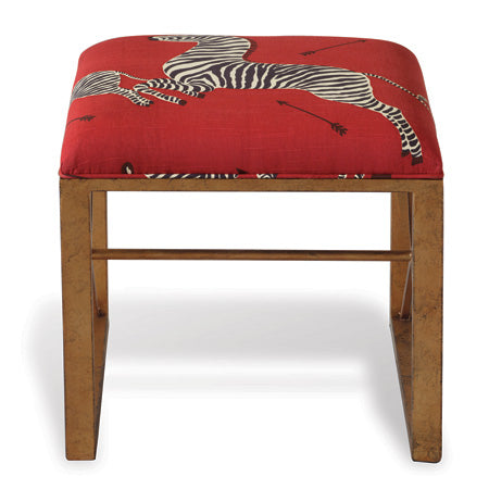 Medallion Single Bench-Port 68-PORT-AFBS-222-12-BenchesGold with Red Zebra Fabric-Left Facing-7-France and Son