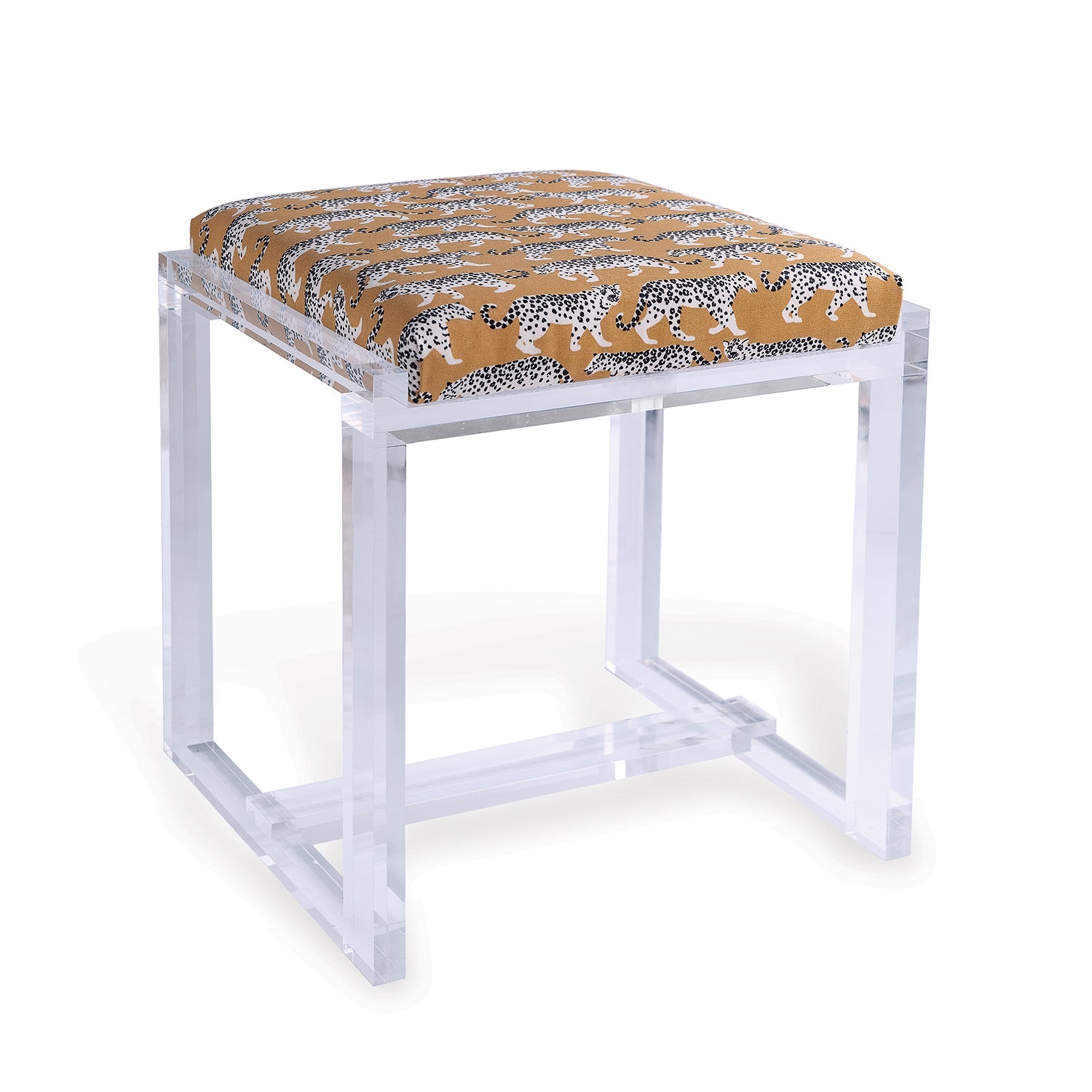 Glencoe Lucite Bench-Port 68-PORT-AFBS-311-08-BenchesProwling Khaki Fabric-8-France and Son