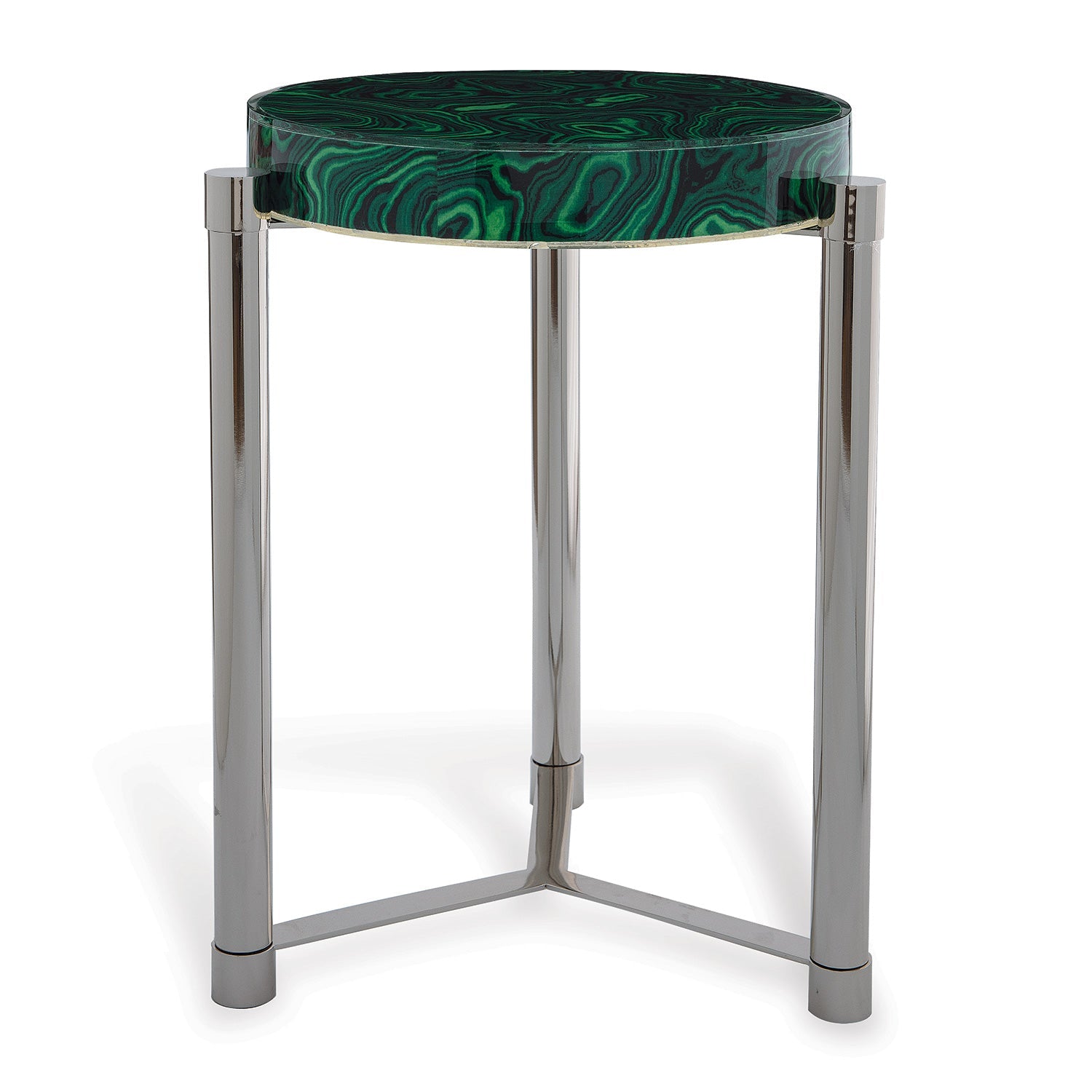 Malachite Accent Table-Port 68-PORT-AFDS-398-05-Side TablesPolished Nickel-4-France and Son