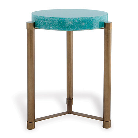 Stoneridge Accent Table-Port 68-PORT-AFDS-399-09-Side TablesTurqoise-Aged Brass Accent Table-6-France and Son