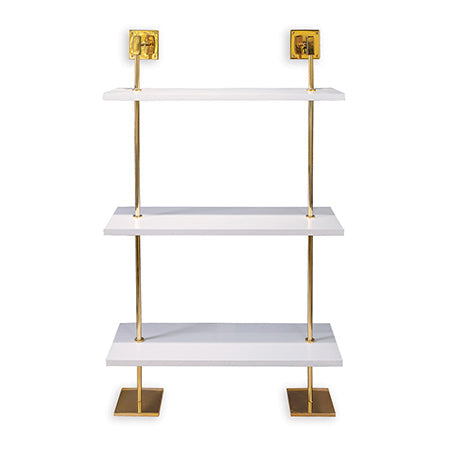 Marais 3-Tier shelf 36"-Port 68-PORT-AFGS-313-07-Bookcases & CabinetsWhite/Gold-3-France and Son