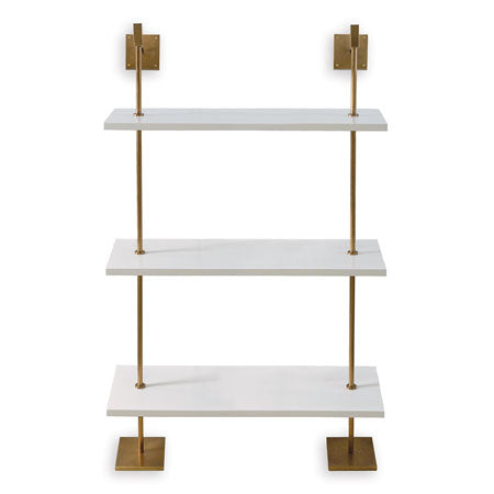 Marais 3-Tier shelf 36"-Port 68-PORT-AFGS-313-19-Bookcases & CabinetsWhite/Brass-9-France and Son