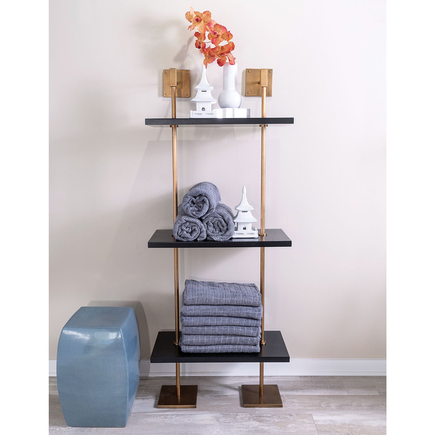 Marais 3-tier Shelf-Port 68-PORT-AFGS-313-09-Bookcases & CabinetsPolished Nickel / White-2-France and Son