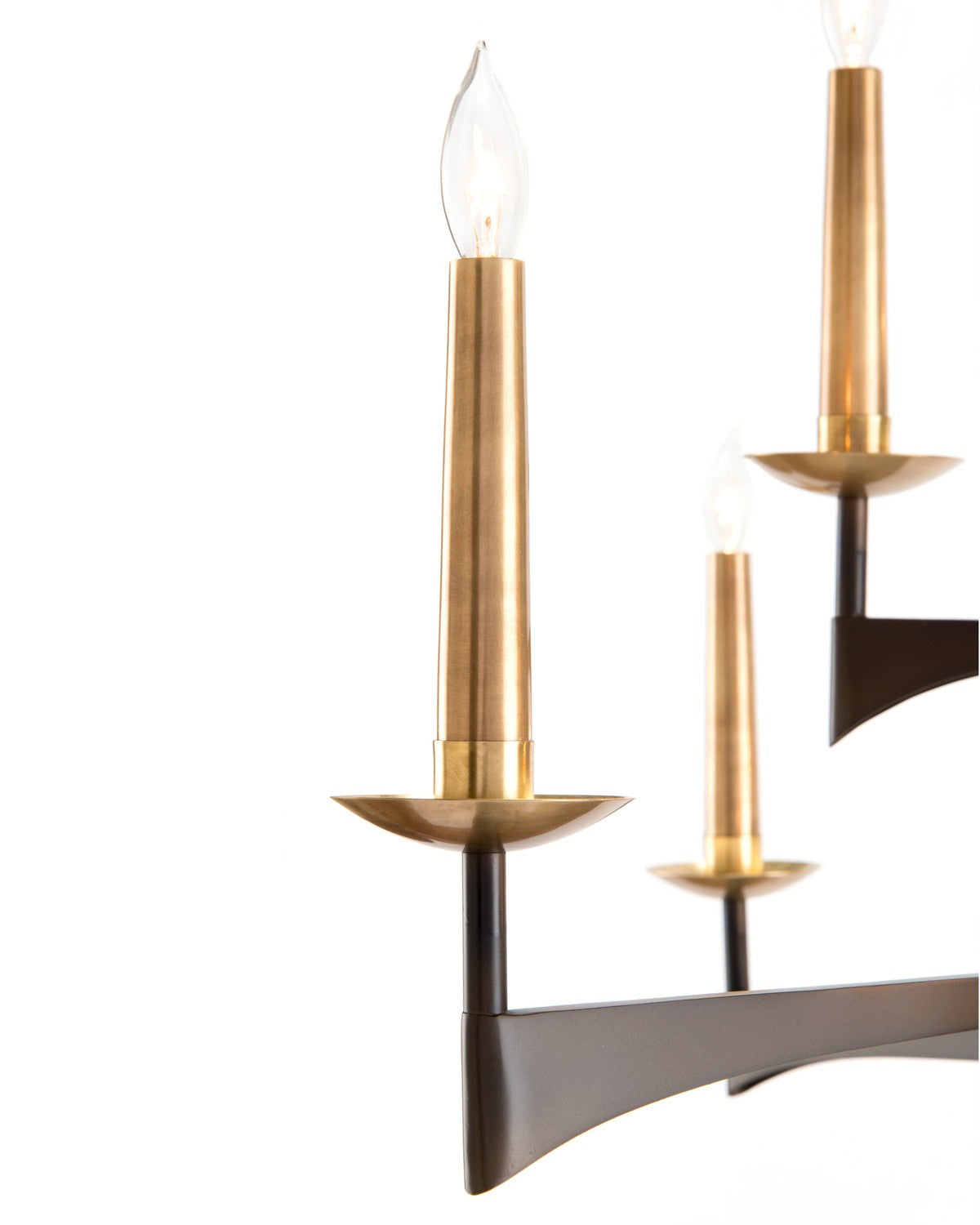 Mid-Century Sixteen-Light Chandelier - Black - Brass