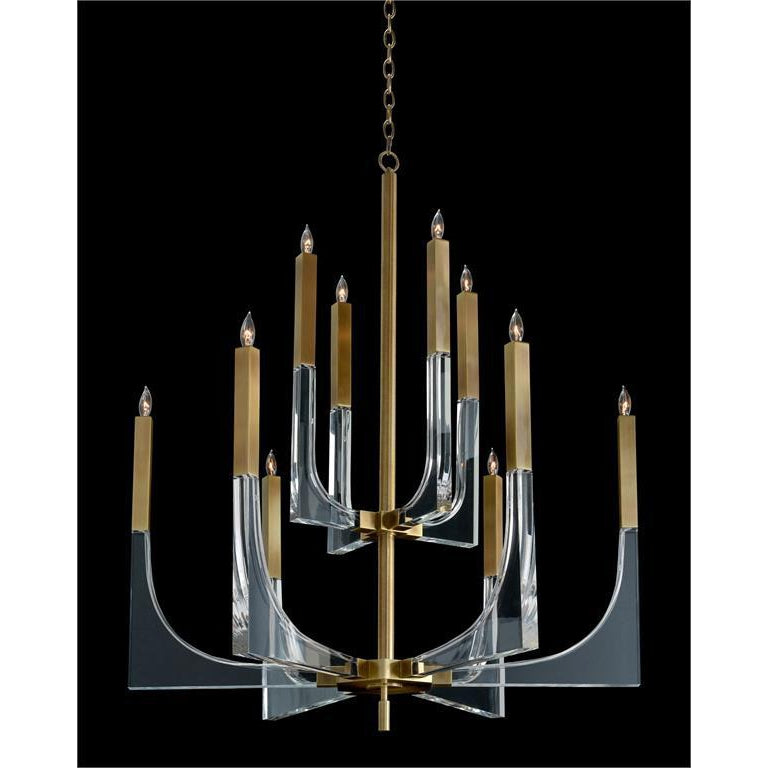 Acrylic and Brass Chandelier-John Richard-JR-AJC-9040-Chandeliers10-Light-3-France and Son