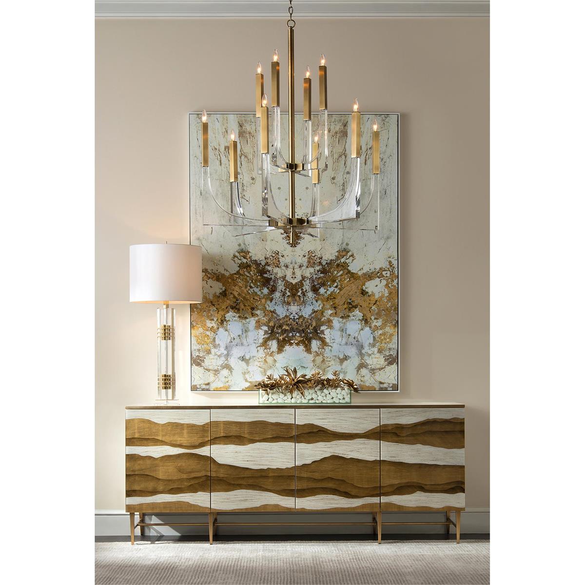 Acrylic And Brass Ten-Light Chandelier - Clear