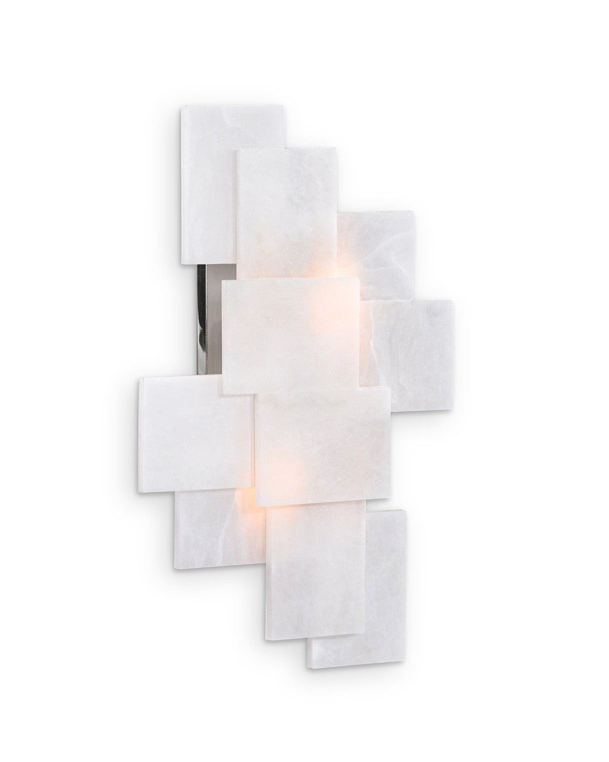 Stone, Alabaster Wall Sconce With A Nod To Mondrian - White - Steel