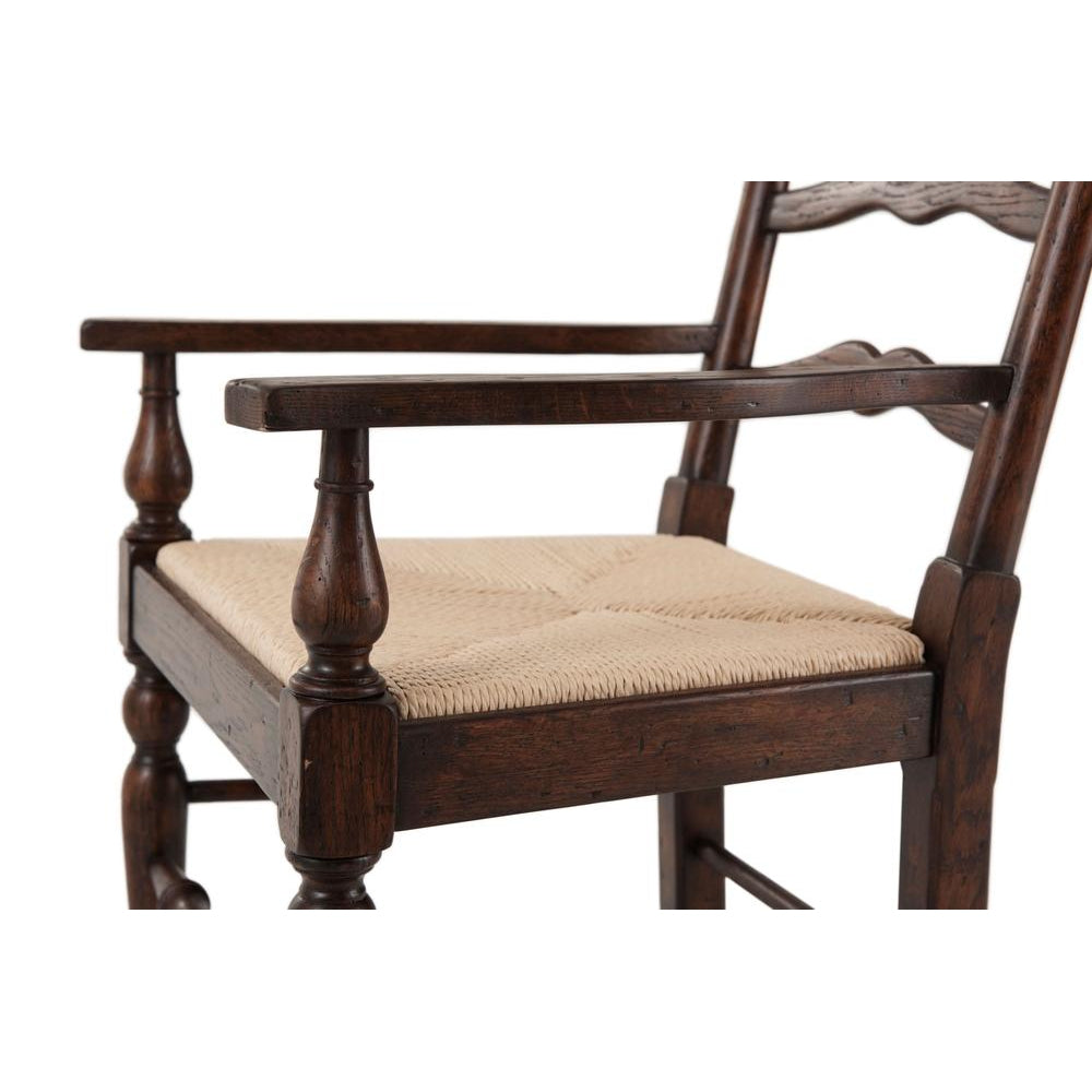 Victory Oak Ladderback Arm Chair - Set of 2-Theodore Alexander-THEO-AL41092-Dining Chairs-4-France and Son