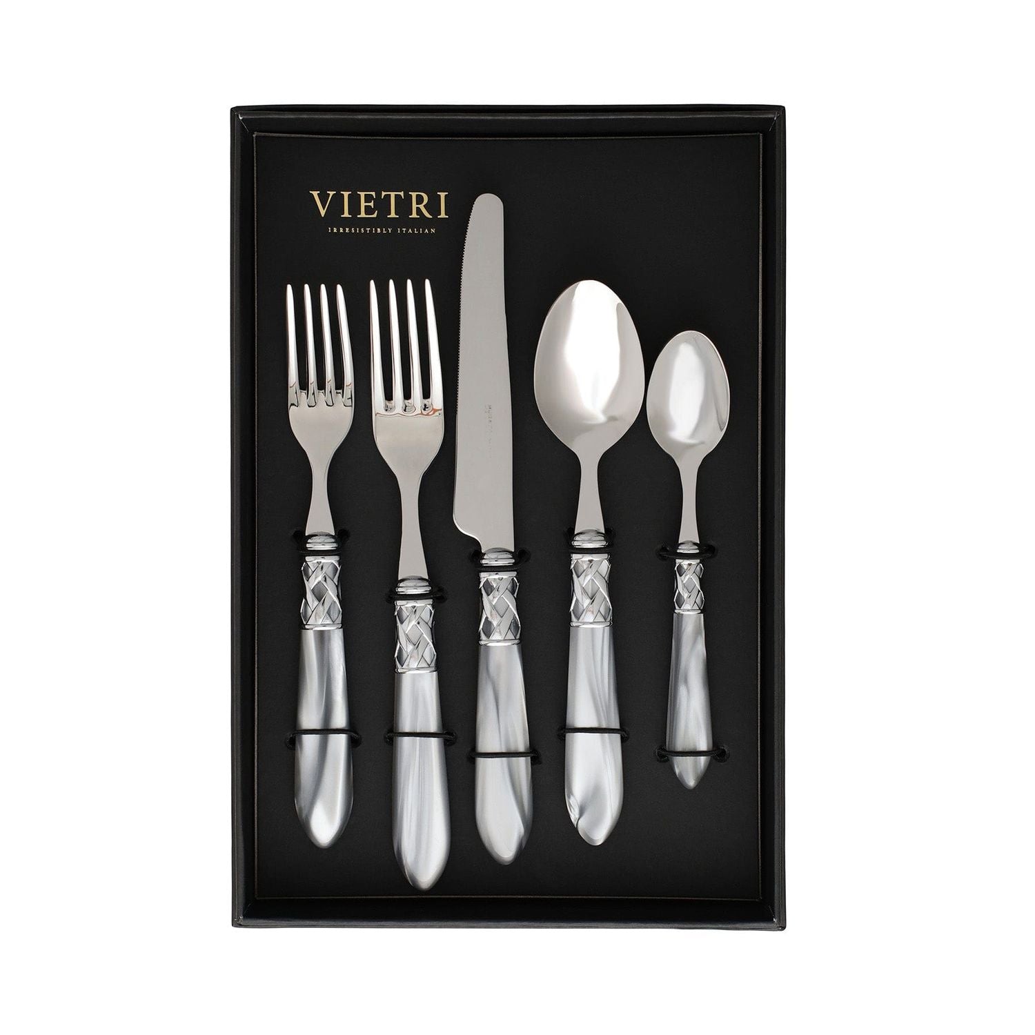 Aladdin Five-Piece Place Setting - Set of 4 - Light Gray / Brilliant