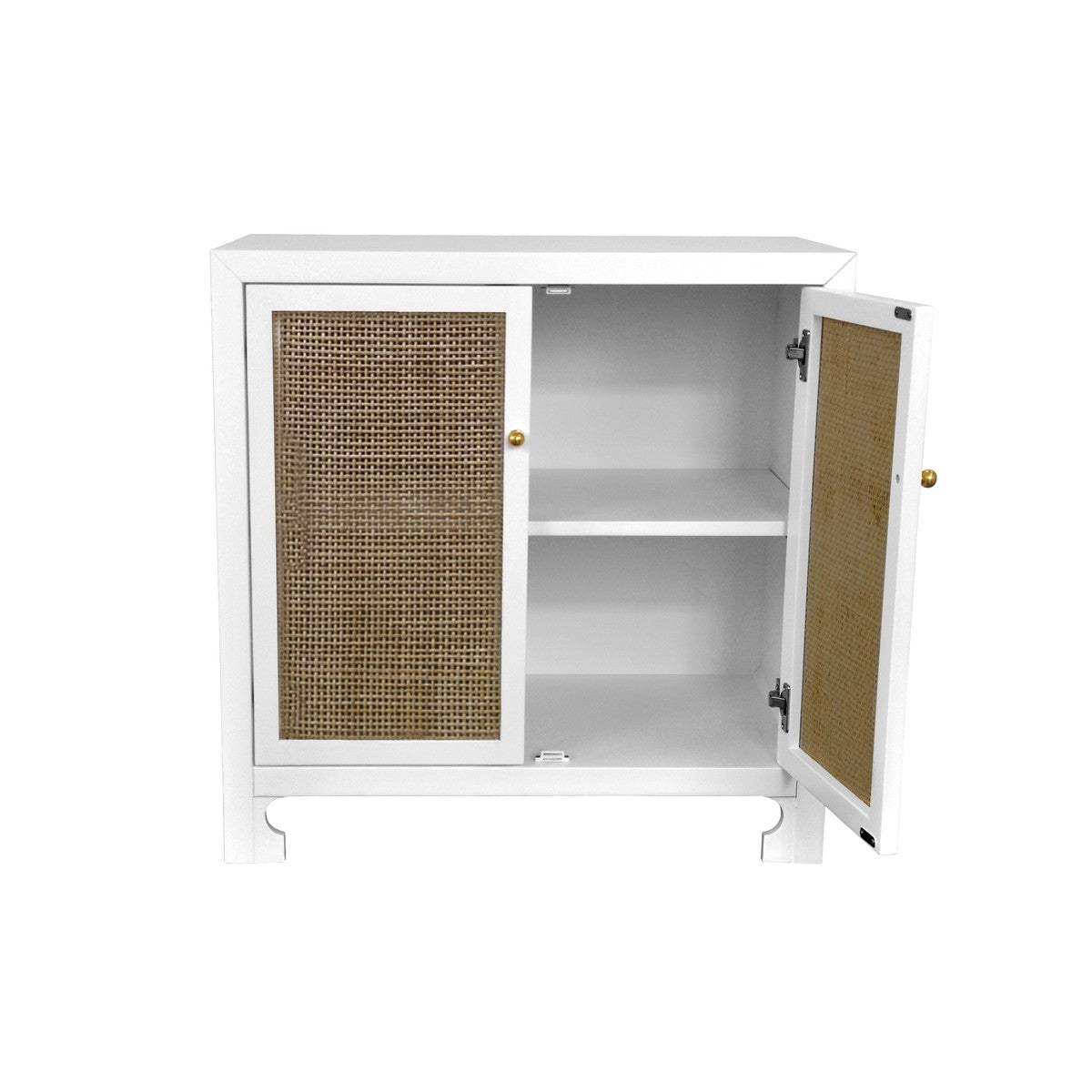 Alden - Two Door Cane Cabinet With Brass Hardware In White Lacquer