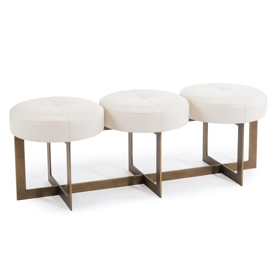 White Leather Button Bench-John Richard-JR-AMF-1474-WHTE-AS-Benches-1-France and Son