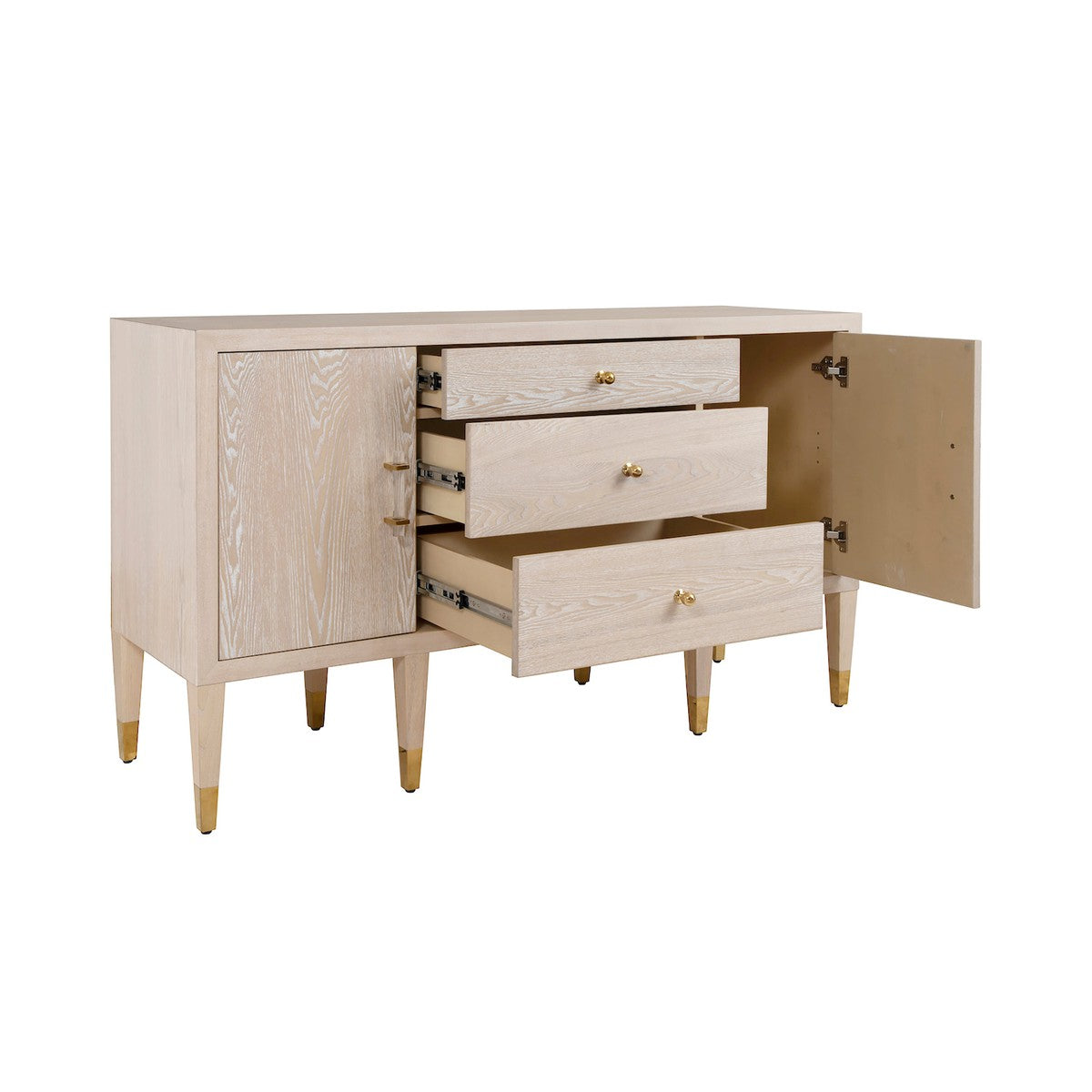 Amherst - Buffet With Brass Foot Caps And Acrylic Hardware In Light Cerused Oak