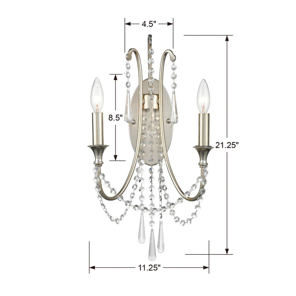 Arcadia 2 Light Wall Mount-Crystorama Lighting Company-CRYSTO-ARC-1902-GA-CL-MWP-Outdoor Wall SconcesAntique Gold-7-France and Son