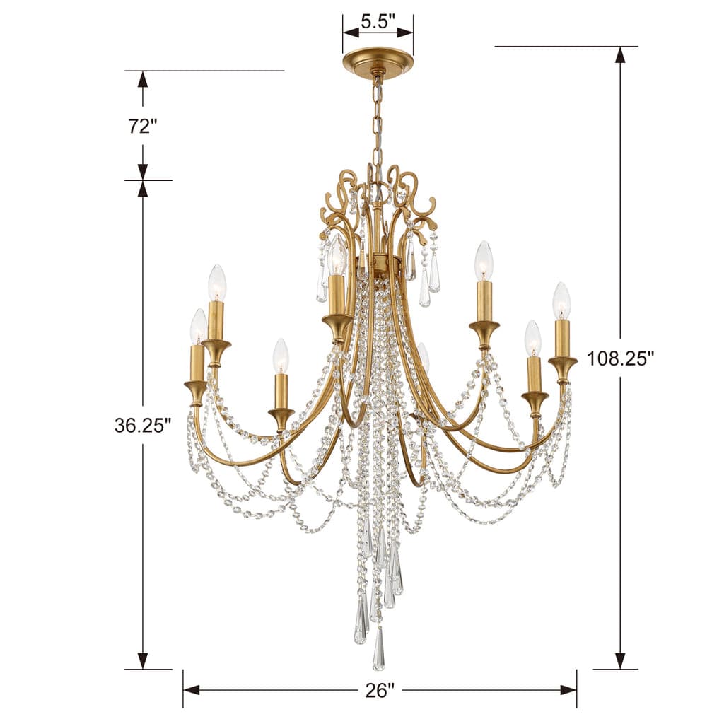 Arcadia 8 Light Chandelier-Crystorama Lighting Company-CRYSTO-ARC-1908-GA-CL-MWP-Chandeliers-3-France and Son