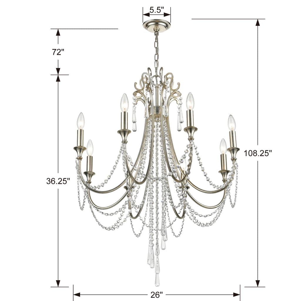 Arcadia 8 Light Chandelier-Crystorama Lighting Company-CRYSTO-ARC-1908-SA-CL-MWP-Chandeliers-4-France and Son