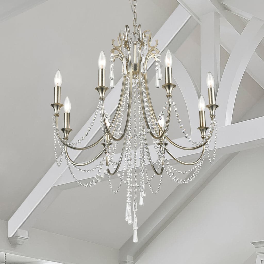 Arcadia 8 Light Chandelier-Crystorama Lighting Company-CRYSTO-ARC-1908-SA-CL-MWP-Chandeliers-2-France and Son