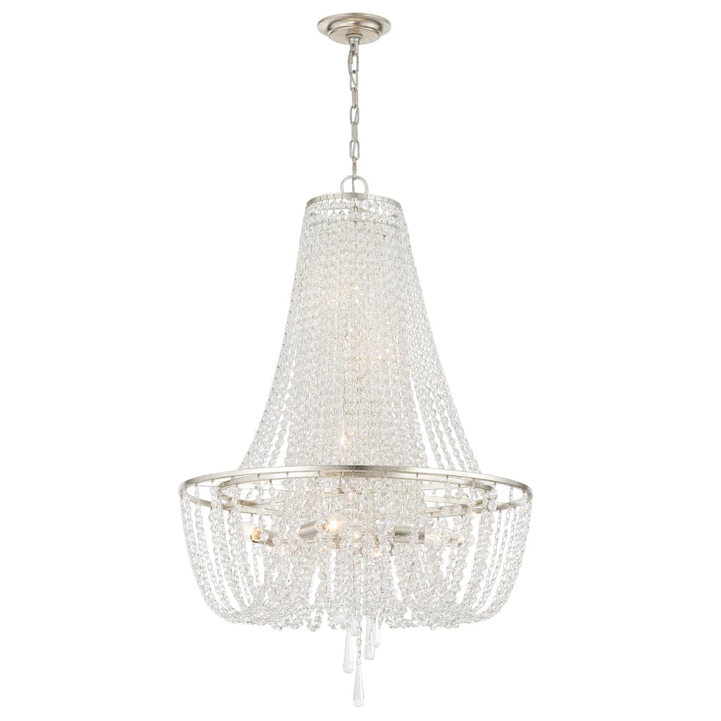 Arcadia 9 Light Chandelier-Crystorama Lighting Company-CRYSTO-ARC-1917-SA-CL-MWP-ChandeliersAntique Silver Metal-2-France and Son