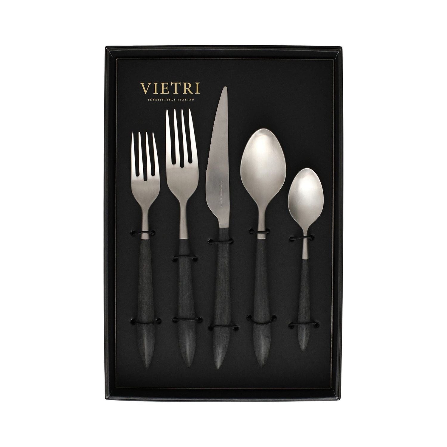 Ares Five-Piece Place Setting - Set of 4 - Silver / Black