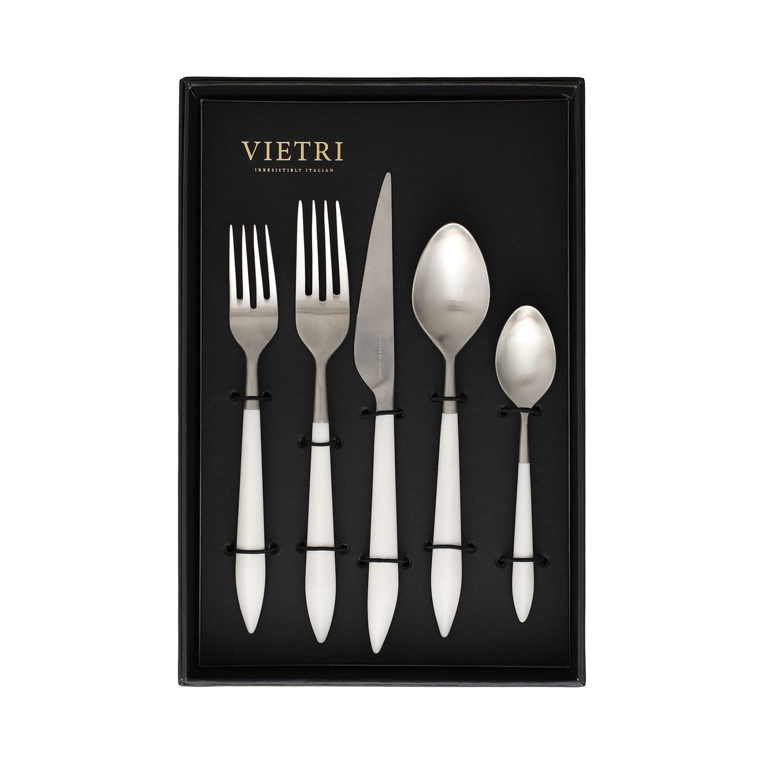 Ares Five-Piece Place Setting - Set of 4 - Silver / White