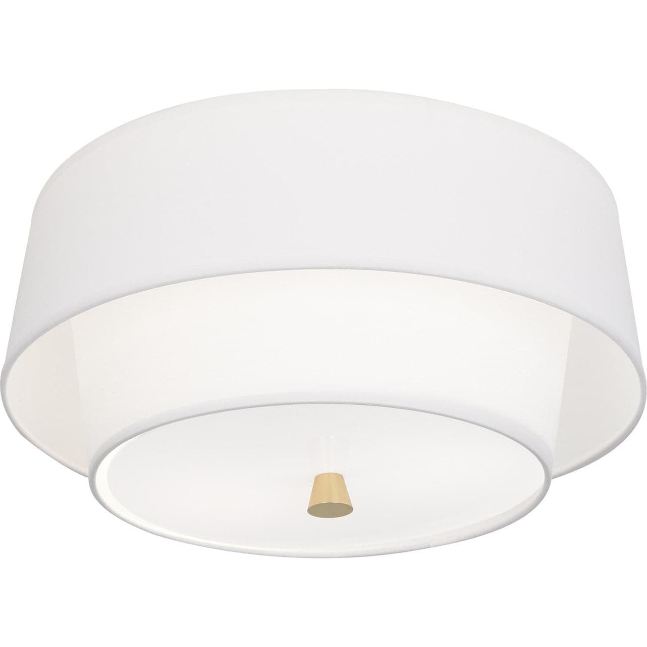 Decker Flush Mount - Ascot Fabric White-Robert Abbey Fine Lighting-ABBEY-AW143-Flush MountsModern Brass-2-France and Son