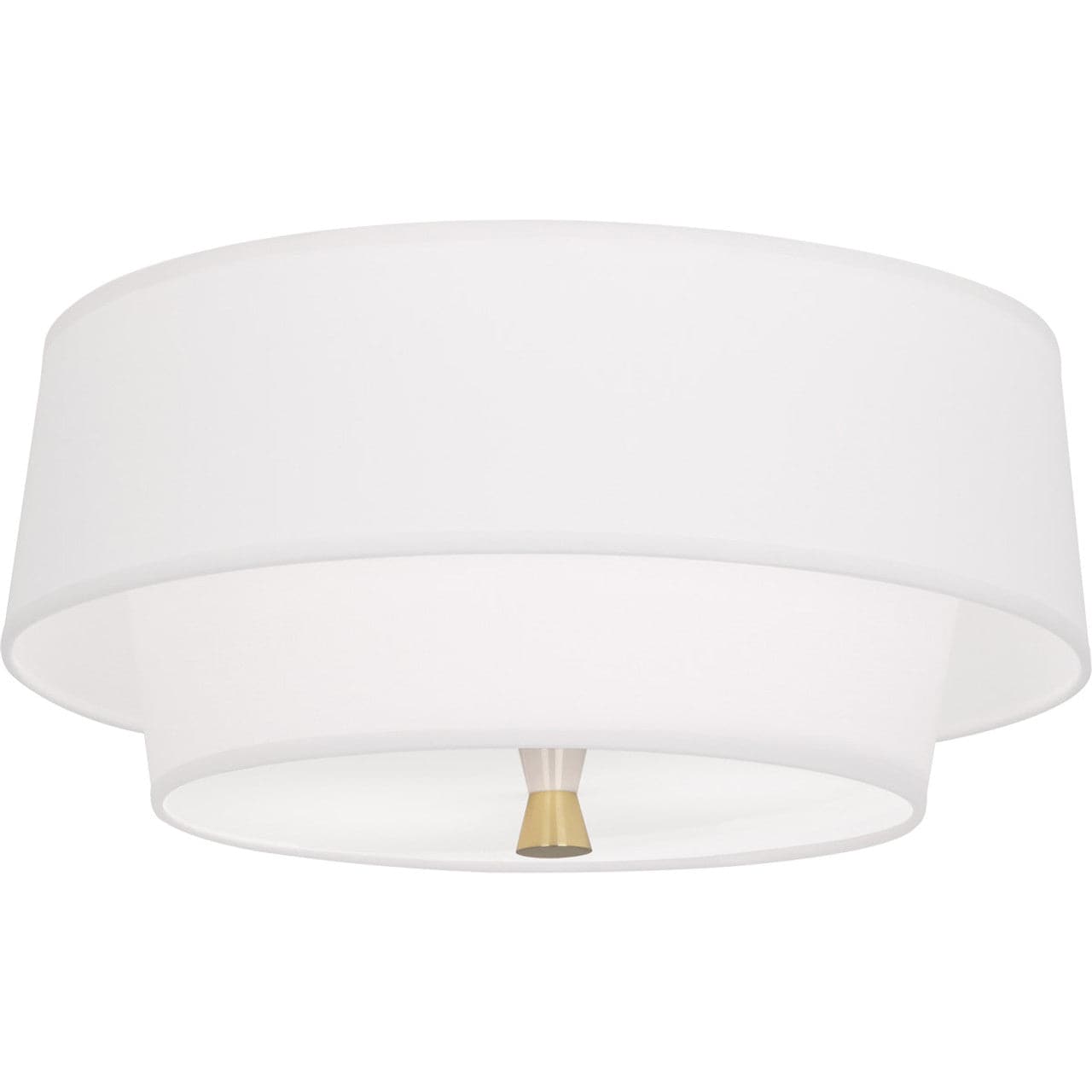 Decker Flush Mount - Ascot Fabric White-Robert Abbey Fine Lighting-ABBEY-AW143-Flush MountsModern Brass-1-France and Son