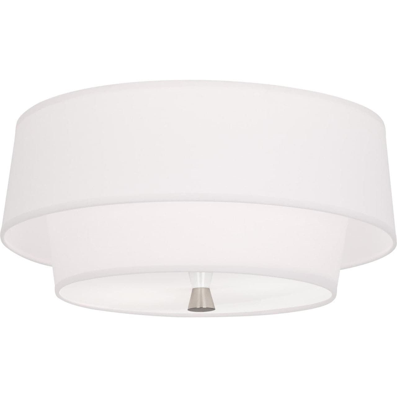 Decker Flush Mount - Ascot Fabric White-Robert Abbey Fine Lighting-ABBEY-AW144-Flush MountsPolished Nickel-3-France and Son