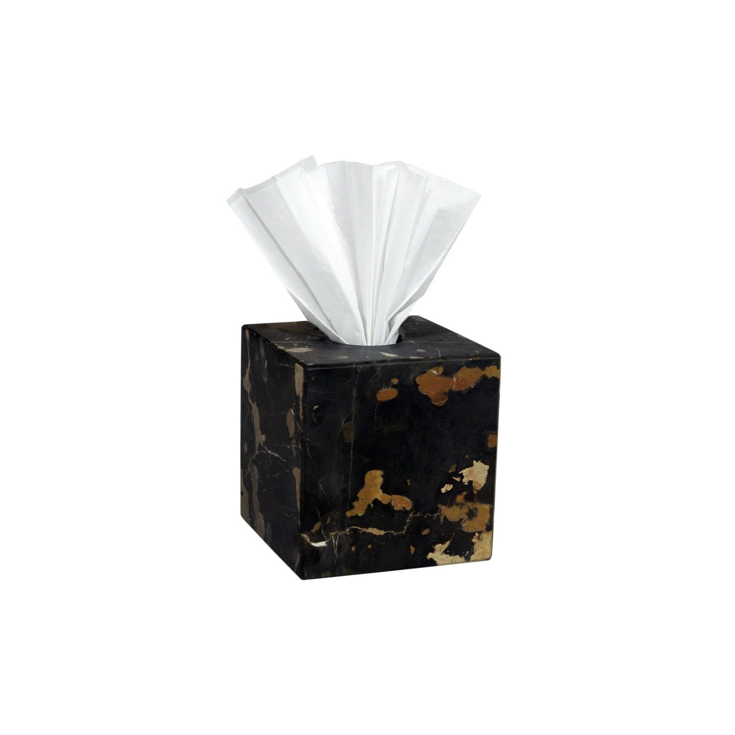 Eris Collection - Tissue Box Holder-Marble Crafter-MC-BA03-5BG-DecorBlack & Gold-1-France and Son