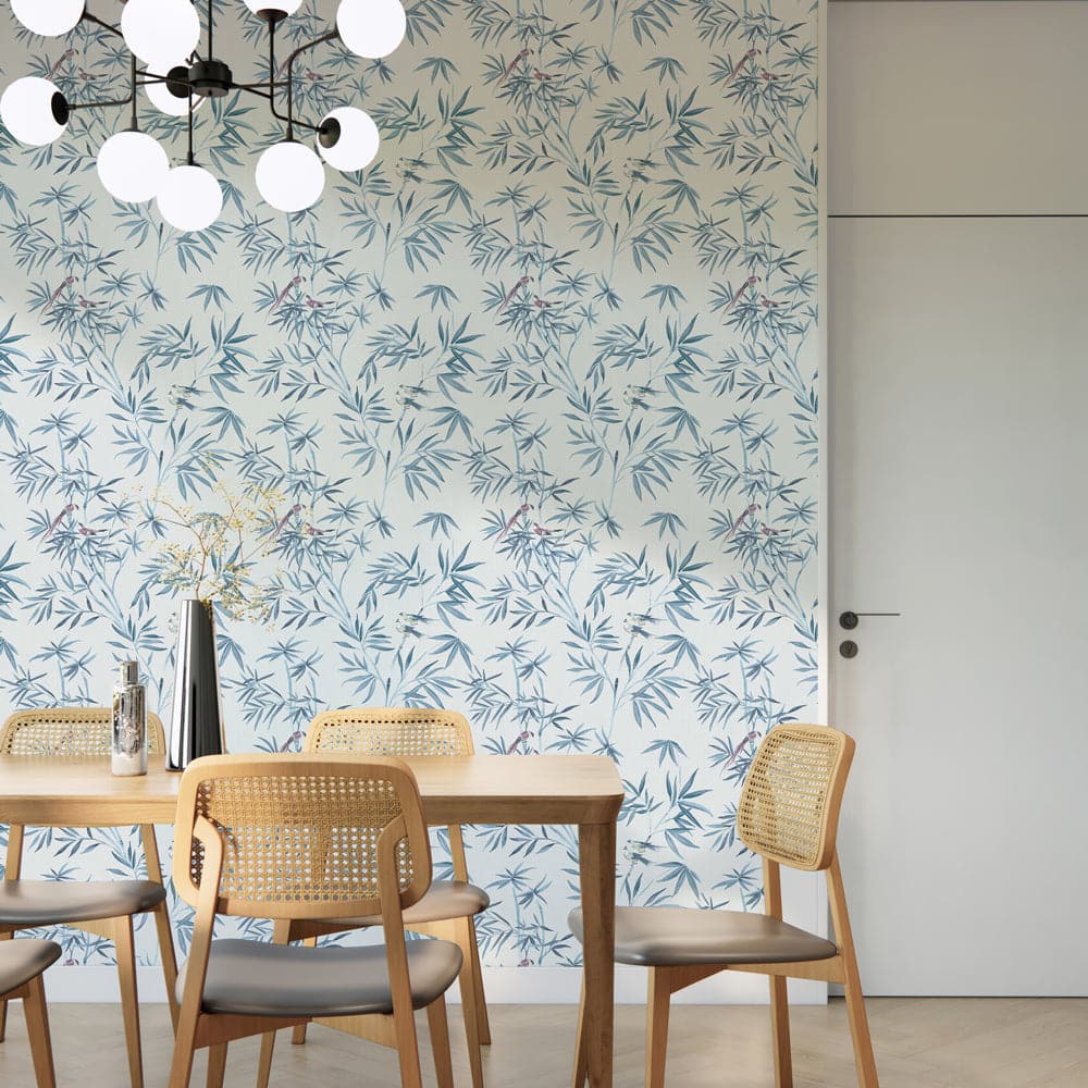 Bamboo Chinoiserie Peel And Stick Wallpaper-Tempaper & Co.-Tempaper-BC15212-DecorMystic Blue-3-France and Son