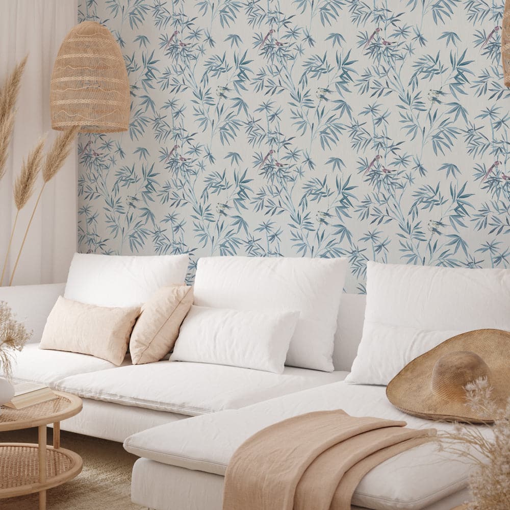 Bamboo Chinoiserie Peel And Stick Wallpaper-Tempaper & Co.-Tempaper-BC15212-DecorMystic Blue-5-France and Son