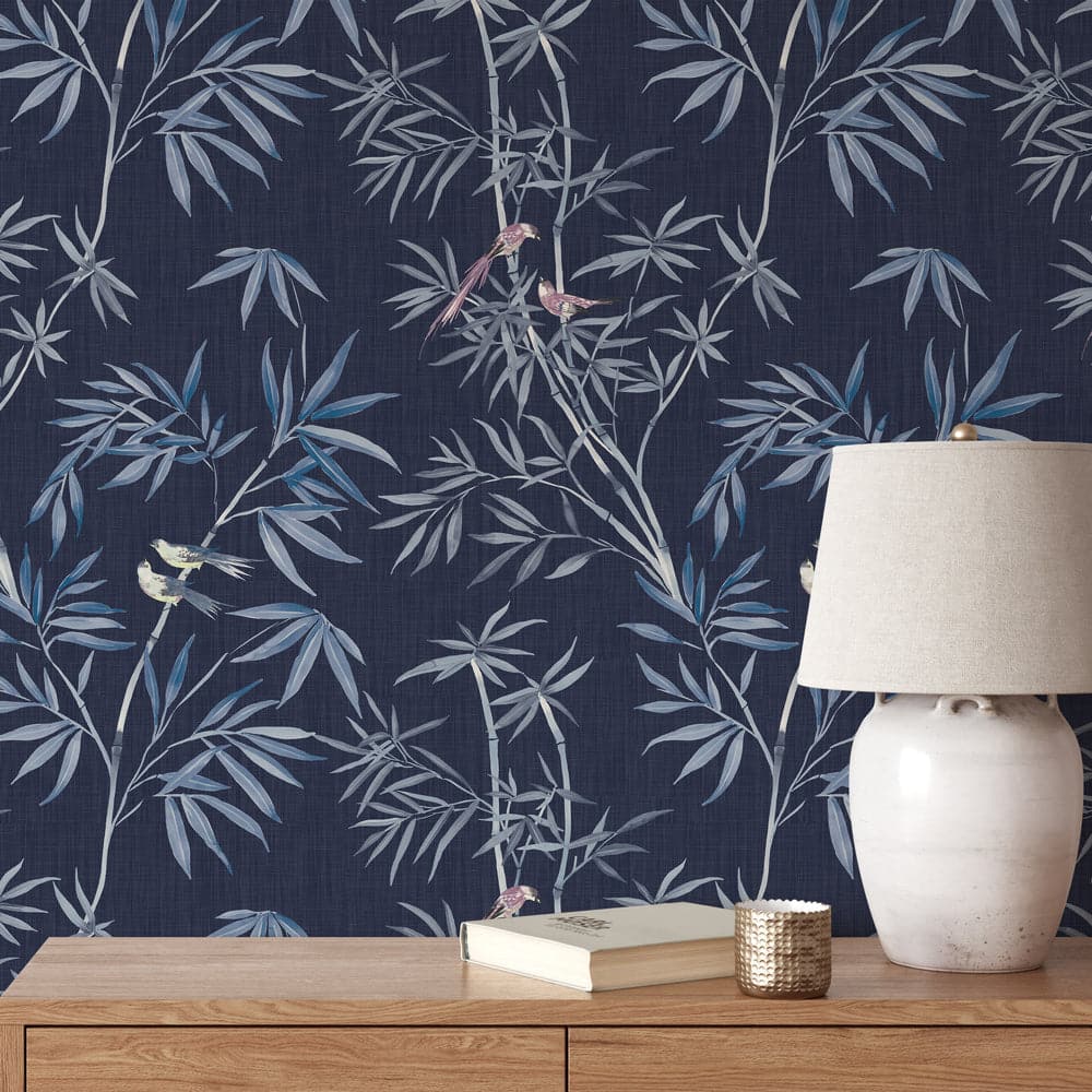 Bamboo Chinoiserie Peel And Stick Wallpaper-Tempaper & Co.-Tempaper-BC15212-DecorMystic Blue-9-France and Son