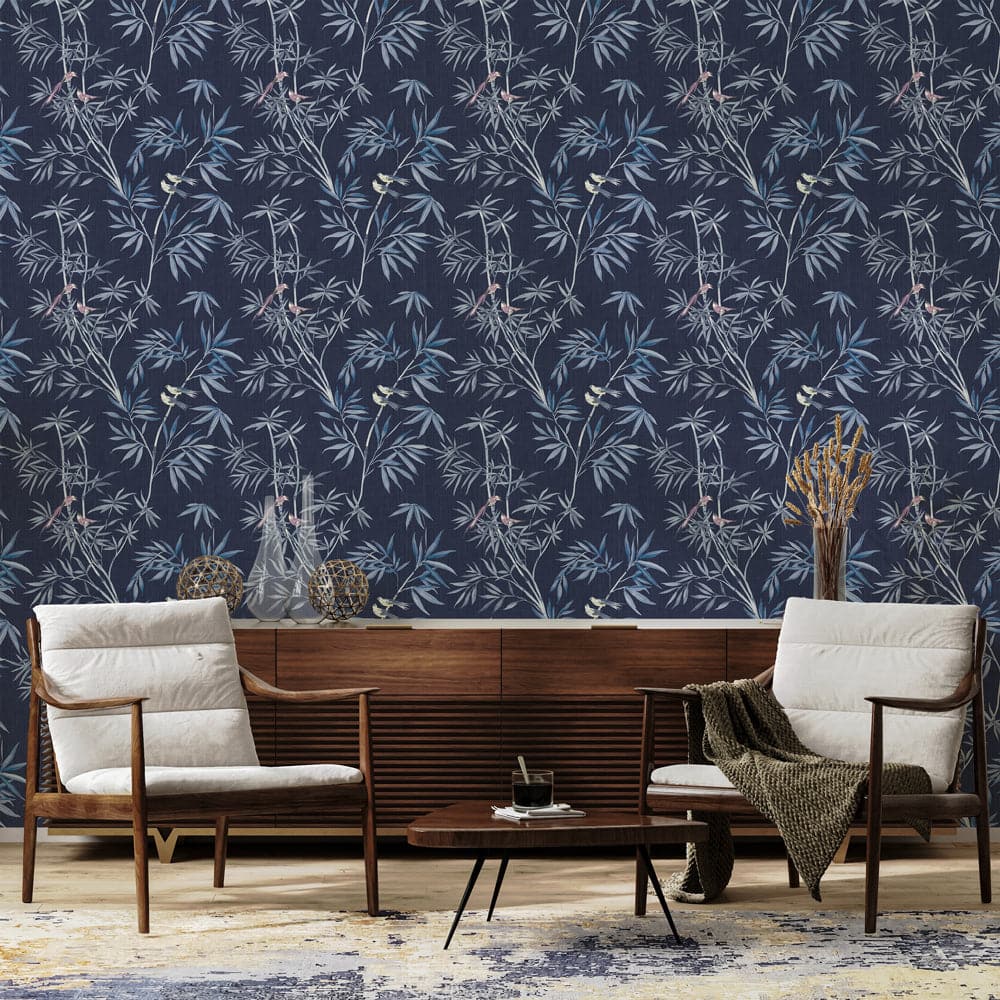 Bamboo Chinoiserie Peel And Stick Wallpaper-Tempaper & Co.-Tempaper-BC15212-DecorMystic Blue-12-France and Son