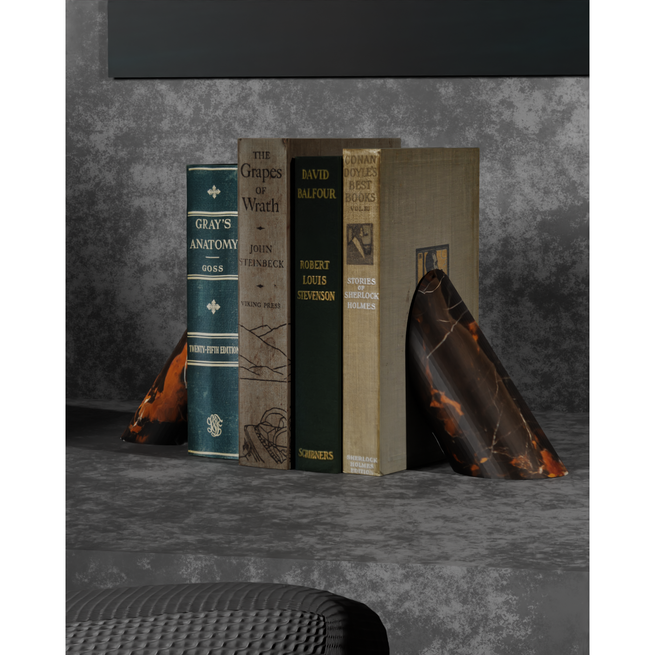 Crown Collection Onyx & Gold Stone Bookends-FABLER-MC-BE35-BG-Bookends-1-France and Son