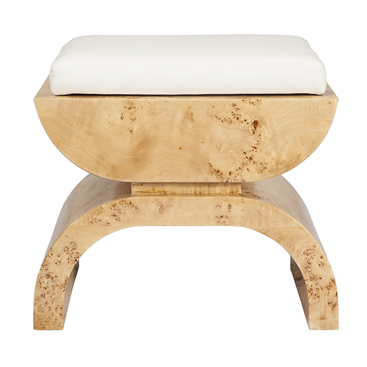 Biggs Stool with White Linen Cushion-Worlds Away-WORLD-BIGGS BCO-Stools & OttomansBlack Cerused Oak-6-France and Son