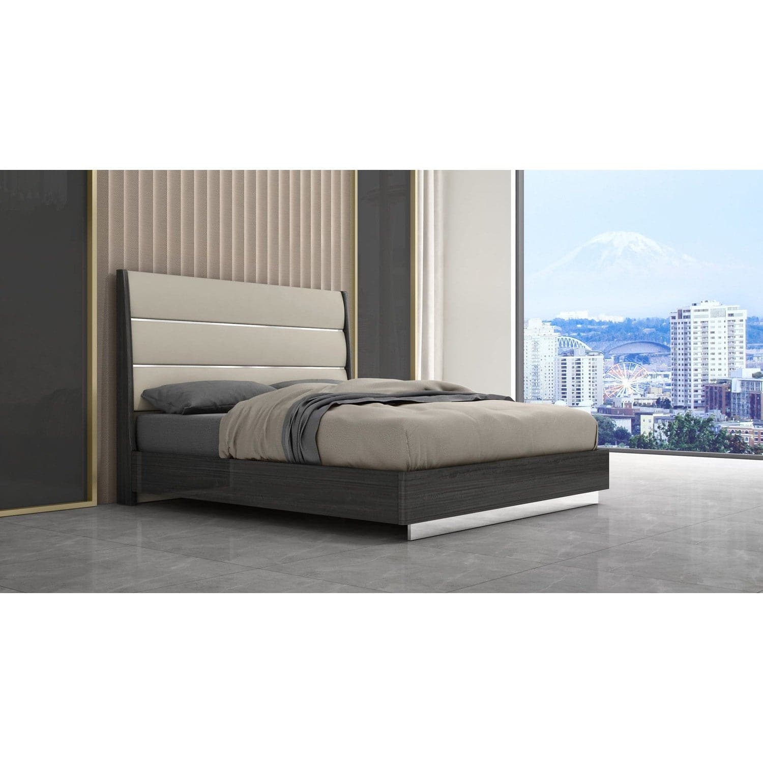 Pino Bed-Whiteline Modern Living-WHITELINE-BK1752-DGRY/LGRY-BedsKing-3-France and Son