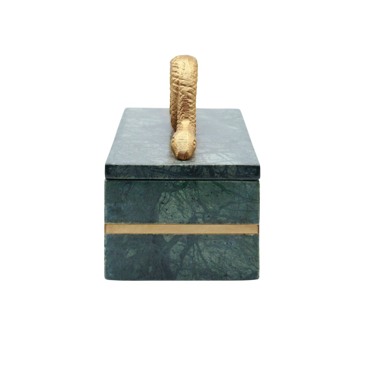 Boa - Green Marble Box With Brushed Brass Detail And Brass Snake Handle