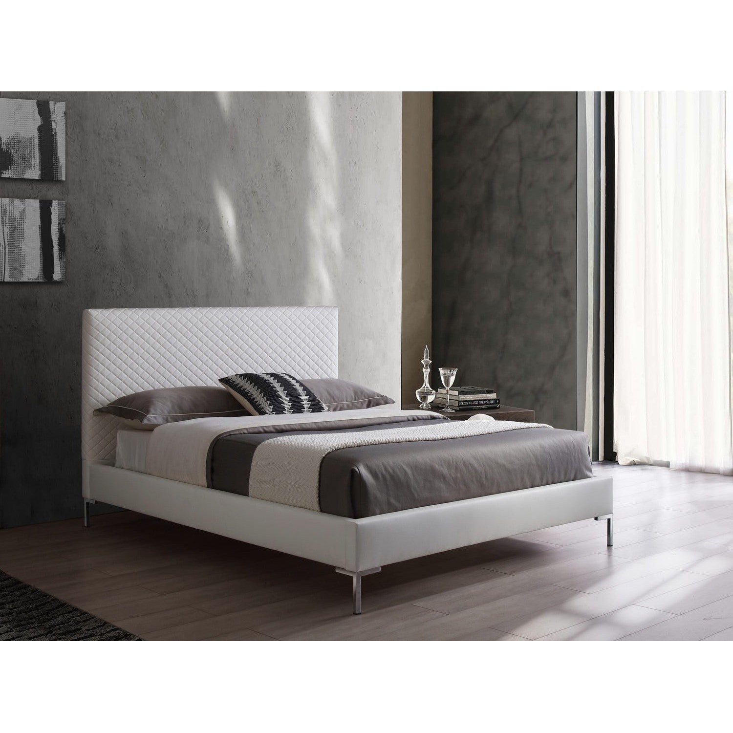 Liz Queen Bed-Whiteline Modern Living-WHITELINE-BQ1689P-DGRY-BedsQueen-Grey-3-France and Son